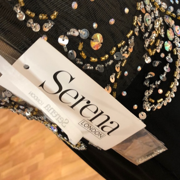 Black-nude formal dress with sequins, rhinestones - Picture 7 of 8